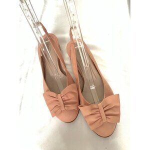 Audley  London womens very light pink suede sling back with front bow size 39.5